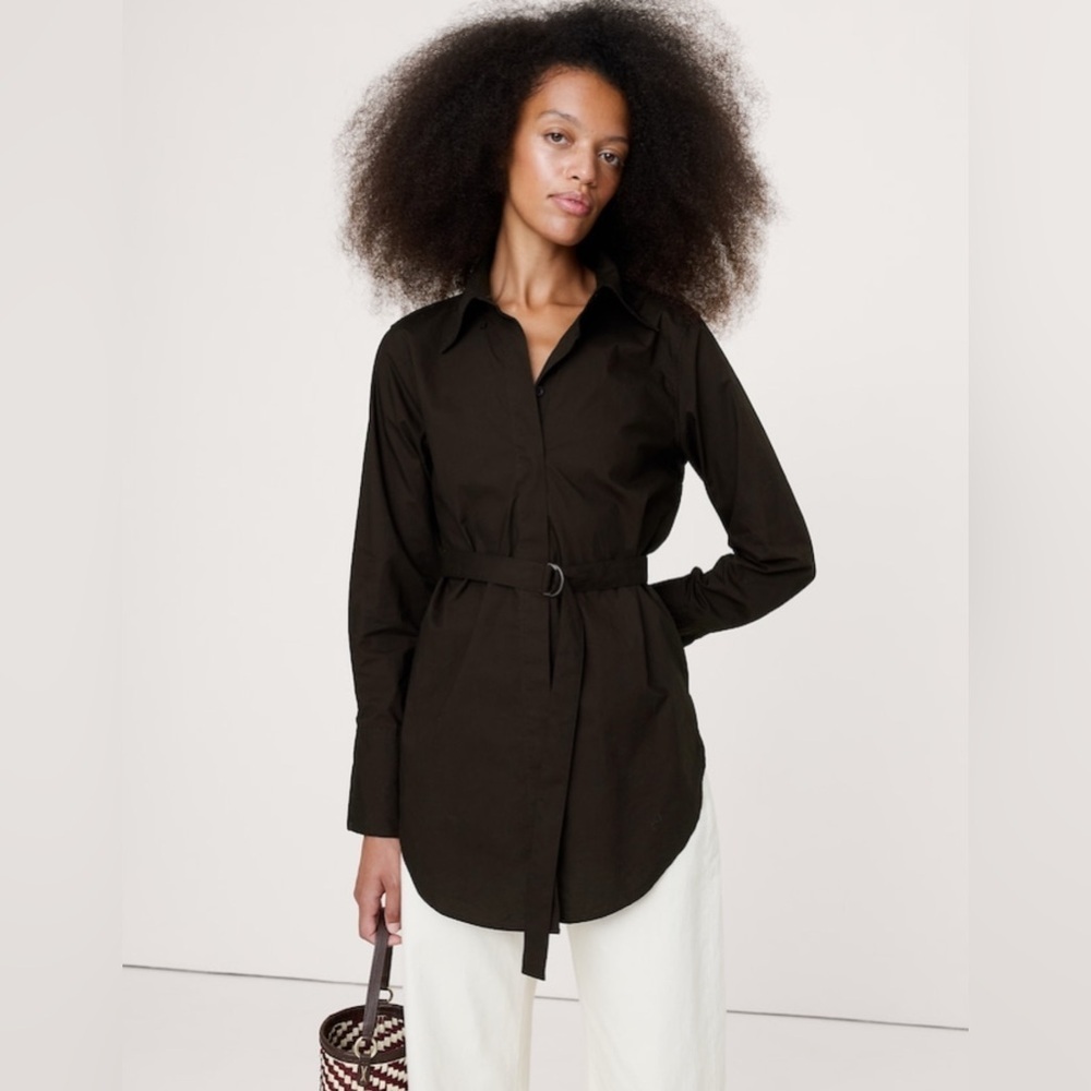 NWT Banana Republic Cotton Poplin Tunic Belted Ganache Br Shirt Sz Med (#770095)